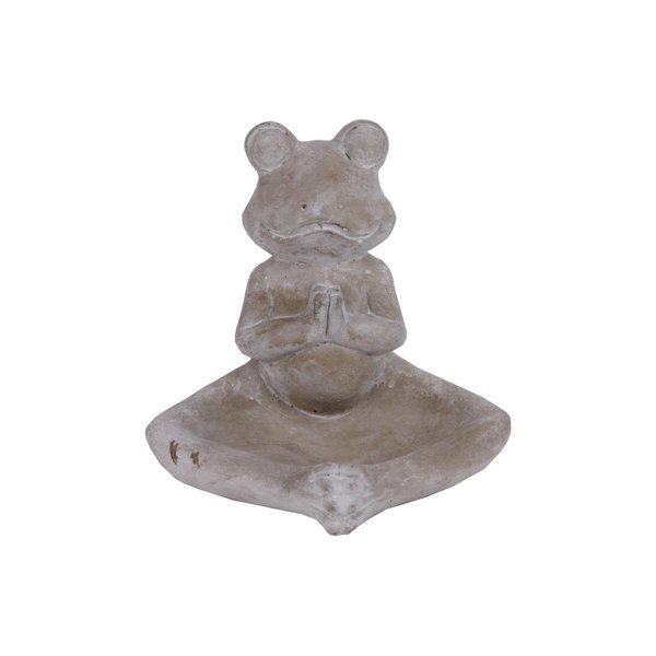Urban Trends Collection Urban Trends Collection 54600 Cement Meditating Frog Figurine in Namaskara Position with Candle Holder; Concrete Finish - Gray 54600